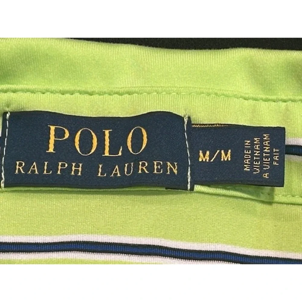 Polo Ralph Lauren Men's Striped Polo Shirt Neon Green Blue Pony Short Sleeve - M